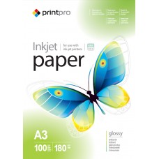 Фотопапір PrintPro, глянсовий, A3, 180 г/м², 100 арк (PGE180100A3)