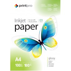 Фотопапір PrintPro, глянсовий, A4, 180 г/м², 100 арк (PGE180100A4)