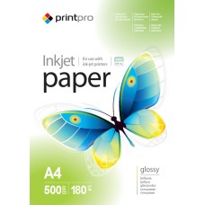 Фотопапір PrintPro, глянсовий, A4, 180 г/м², 500 арк (PGE180500A4)
