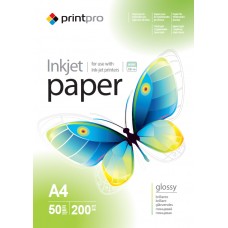 Фотопапір PrintPro, глянсовий, A4, 200 г/м², 50 арк (PGE200050A4)