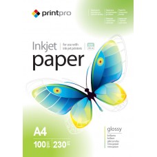 Фотопапір PrintPro, глянсовий, A4, 230 г/м², 100 арк (PGE230100A4)