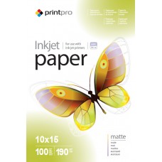 Фотопапір PrintPro, матовий, A6 (10x15), 190 г/м², 100 арк (PME1901004R)