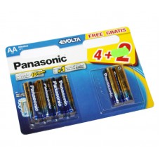 Батарейка AA (LR6), щелочная, Panasonic Evolta, 6 шт, 1.5V, Blister (LR6EGE/6B2F)