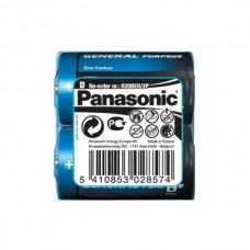 Батарейка D (R20), солевая, Panasonic General Purpose, 2 шт, 1.5V, Shrink (R20BER/2P)