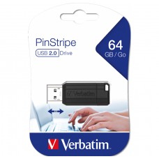 USB Flash Drive 64Gb Verbatim PinStripe, Black (49065)