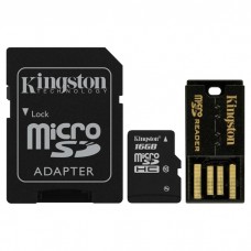 Карта пам'яті microSDHC, 16Gb, Class10, Kingston, Mobility Kit Gen2 (SD + USB) (MBLY10G2/16GB)