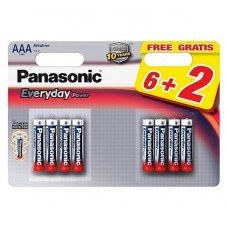 Батарейки AAA, Panasonic Everyday Power, щелочная, 8 шт, 1.5V, Blister (LR03REE/8B2F)