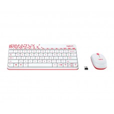 Комплект бездротовий Logitech MK240 Nano, White/Red, клавіатура + миша (920-008212)