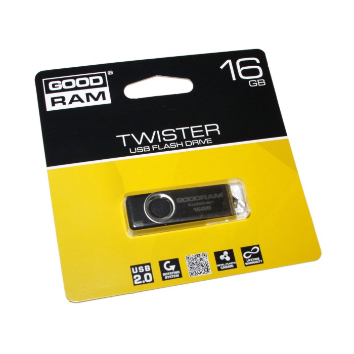 USB Flash Drive 16Gb Goodram Twister, Black/Silver (UTS2-0160K0R11)