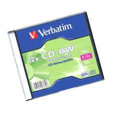 Диск CD-RW Slim Verbatim, 700Mb, 12x (43762)