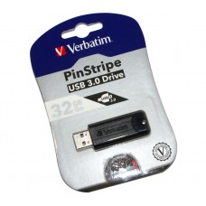 USB 3.0 Flash Drive 32Gb Verbatim Store'N'Go Pin Stripe Black / 49317