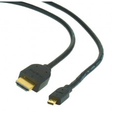 Кабель micro HDMI - HDMI 1.8 м Cablexpert Black, V2.0, позолочені конектори (CC-HDMID-6)