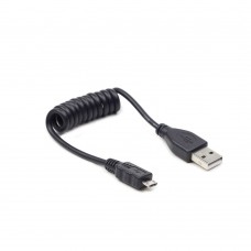 Кабель USB - micro USB 0.6 м Cablexpert Black, спіральний (CC-mUSB2C-AMBM-0.6M)