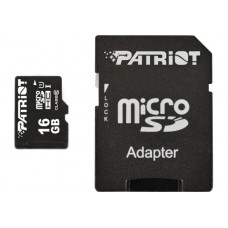 Карта памяти microSDHC, 16Gb, Class10 UHS-I, Patriot, SD адаптер (PSF16GMCSDHC10)