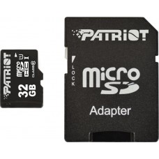 Карта памяти microSDHC, 32Gb, Class10 UHS-I, Patriot, SD адаптер (PSF32GMCSDHC10)