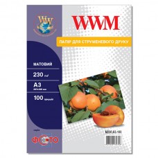 Фотопапір WWM, матовий, A3, 230 г/м², 100 арк (M230.A3.100)