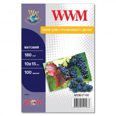 Фотобумага WWM, матовая, A6 (10х15), 180 г/м², 100 л (M180.F100)