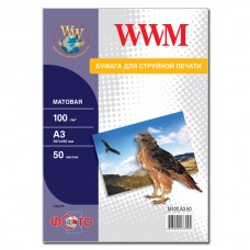 Фотобумага WWM, матовая, A3, 100 г/м², 50 л (M100.A3.50)