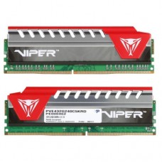 Память 16Gb x 2 (32Gb Kit) DDR4, 2400 MHz, Patriot Viper Elite, Grey/Red (PVE432G240C5KRD)