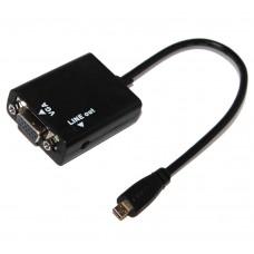 Конвертер micro HDMI (тато) на VGA (мама) 30cm (пакет) + DC 3.5 Audio