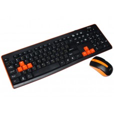 Комплект беспроводной HQ-Tech KM-32RF Black-Orange, USB nano (клавиатура+мышь)