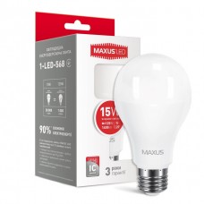 Лампа світлодіодна E27, 15W, 4100K, A70, Maxus, 1400 lm, 220V (1-LED-568)