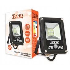Прожектор LED, Tecro, 10W, 6400K, Black, 700Lm, 160º, IP65, кабель із заземленням (TL-FL-10B-PR)