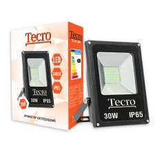Прожектор LED, Tecro, 30W, 6400K, Black, 2100Lm, 160º, IP65, кабель с заземлением (TL-FL-30B)
