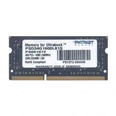 Пам'ять SO-DIMM, DDR3, 4Gb, 1600 MHz, Patriot, 1.35V (PSD34G1600L81S)