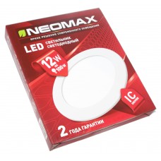 Светильник потолочный круглый Neomax LED 12W, 6000K (яркий свет),220V, IP20, 950Lm, белый, NX212C
