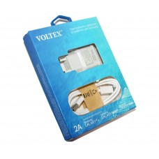 Сетевое зарядное устройство Voltex, White, 1xUSB, 5V / 2A + кабель microUSB (VLT-7200)