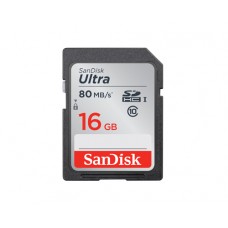 Карта пам'яті SDHC, 16Gb, Class10 UHS-I, SanDisk Ultra, до 80 MB/s (SDSDUNC-016G-GN6IN)