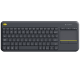 Клавиатура Logitech K400 Plus, Black, беспроводная, бесшумная, с сенсорной панелью (920-007147)