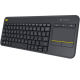 Клавиатура Logitech K400 Plus, Black, беспроводная, бесшумная, с сенсорной панелью (920-007147)