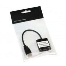 Конвертер HDMI (тато) на VGA (мама) 10cm, Black, Пакет