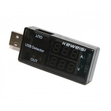Тестер для USB Keweisi KWS-10VA, Black показує напругу (3-9V) і силу струму (0-3A)