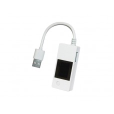 Тестер для USB LCDV03, White, 2xUSB, показує напругу (4-15V) та силу струму (0-4A)