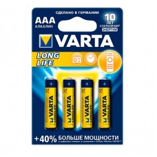 Батарейка AAA (LR03), щелочная, Varta LongLife, 4 шт, 1.5V, Blister (04103101414)