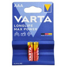 Батарейка AAA (LR03), щелочная, Varta Longlife Max Power, 2 шт, 1.5V, Blister (04703101412)