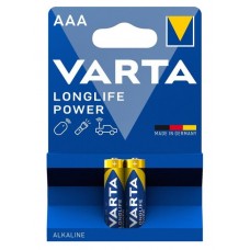 Батарейка AAA (LR03), лужна, Varta Longlife Power, 2 шт, 1.5V, Blister (04903121412)