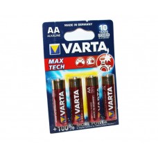 Батарейка AA (LR6), щелочная, Varta Max Tech, 4 шт, 1.5V, Blister (04706101404)
