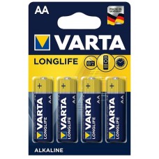 Батарейка AA (LR6), лужна, Varta LongLife, 4 шт, 1.5V, Blister (04106101414)