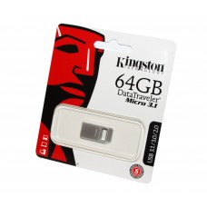USB 3.1 Flash Drive 64Gb Kingston DT Micro 3.1 Metal Silver / 100/15Mbps / DTMC3/64GB
