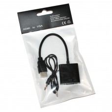 Конвертер HDMI (тато) на VGA(мама) 10cm, Black, Пакет + AUDIO