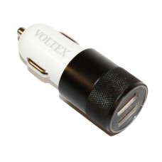 Автомобільний зарядний пристрій Voltex, Black/White, 2xUSB, 5V/2.1A + 1A (VTC-202)