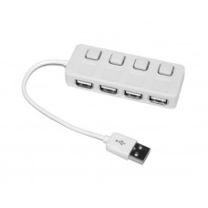Концентратор USB 2.0, 4 ports, White, 480 Mbps, з кнопкою-вимикачем для кожного порту (1646)