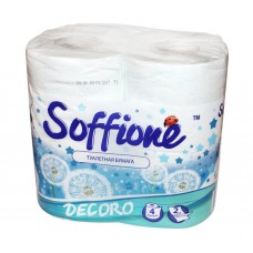Туалетний папір Soffione Декор 2-х шаровий, 4 рулони, блакитний