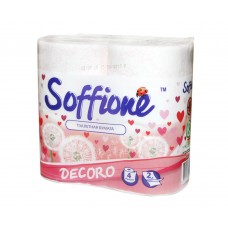 Туалетний папір Soffione Декор 2-х шаровий, 4 рулони, рожевий