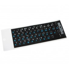 Наклейки на ноутбук чорні пластикові на основні клавіші (білі – англійська, сині – російські)