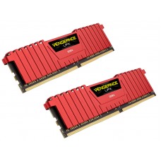 Пам'ять 8Gb x 2 (16Gb Kit) DDR4, 2400 MHz, Corsair Vengeance LPX, Red (CMK16GX4M2A2400C14R)